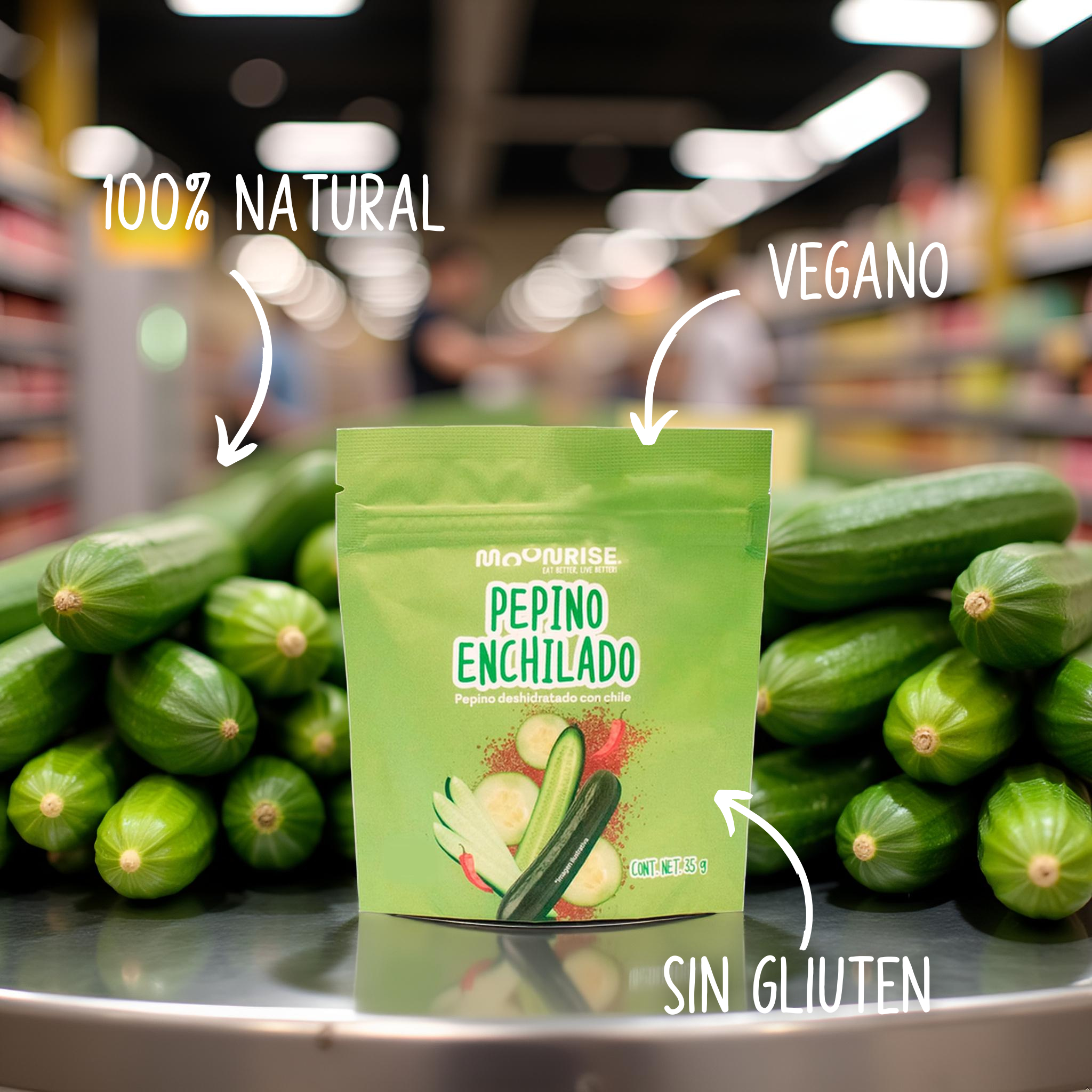 Snack Pepino Enchilado Deshidratado MOONRISE