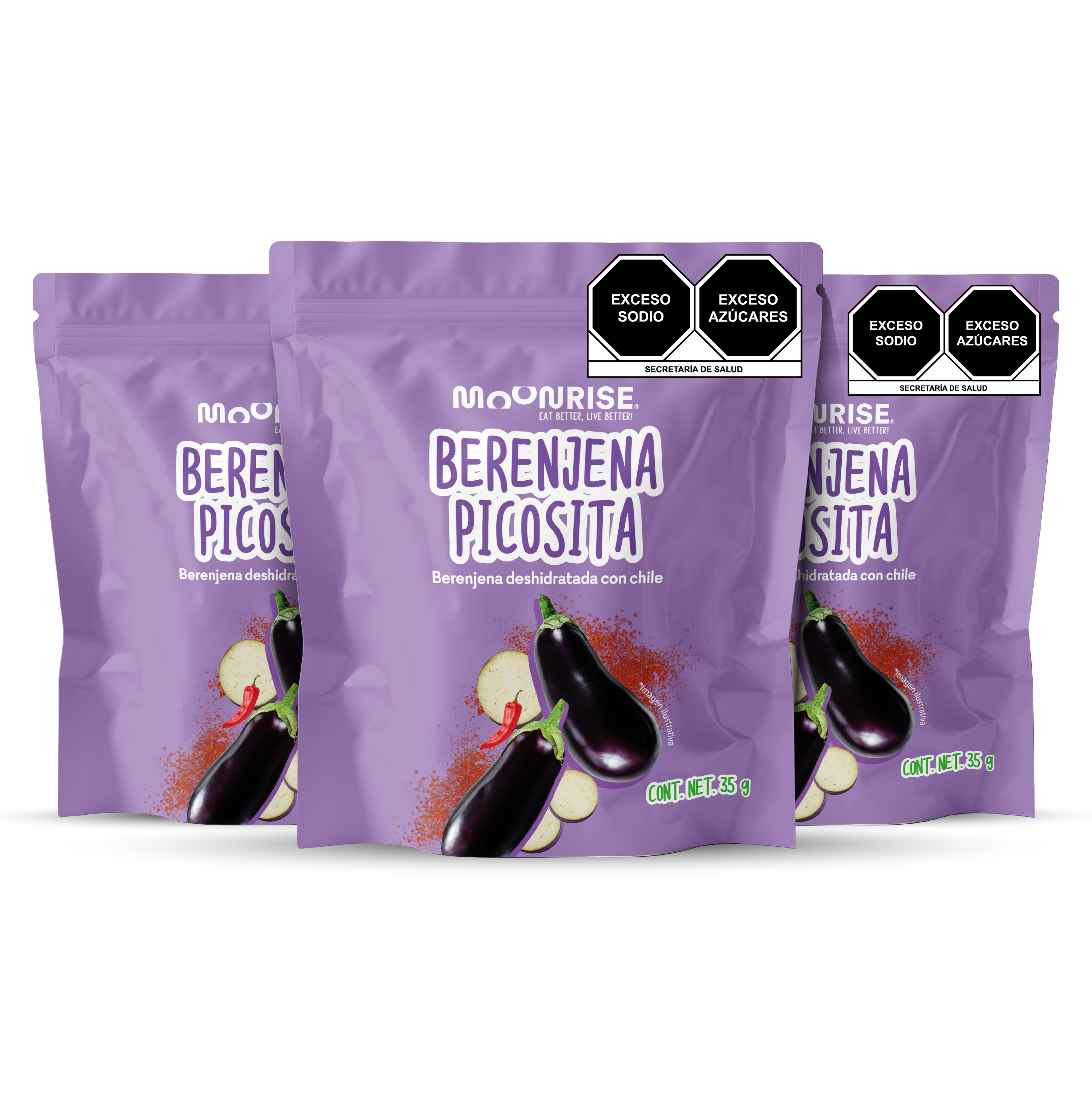 Berenjena Enchilada Deshidratada 3 Pack Moonrisefoods